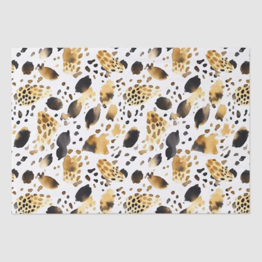Goud Wit Zwart Leopard Abstract Tissuepapier (Voorkant)