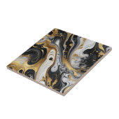 Goud Wit Zwart Marmeren Stenen 4 Keramische Tegel Tegeltje (Zijkant)