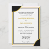 Goud Wit Zwart Monogram Geometrische Bruiloft Kaart (Voorkant)