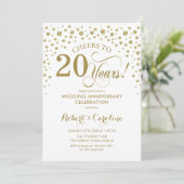 Goud Witte 20e Jubileum Uitnodiging (Staand voorkant)