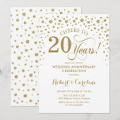 Goud Witte 20e Jubileum Uitnodiging (Voorkant / Achterkant)
