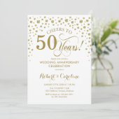Goud Witte 50ste Jubileum Uitnodiging (Staand voorkant)