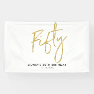 Goud & Witte 50ste Verjaardagsfeest Welkom Banner