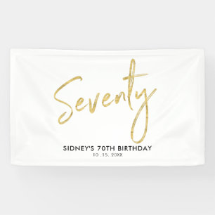Goud & Witte 70ste Verjaardag Party Welkom Banner