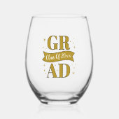 Goud & Witte Afsluitingsfeest Wijnglas Zonder Voet (Voorkant)
