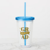 Goud & Witte Afstudeerfeest Acryl Drinkbeker (Voorkant)