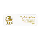 Goud & Witte Afstudeerfeest Etiket (Voorkant)