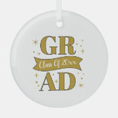 Goud & Witte Afstudeerfeest Glas Ornament (Voorkant)