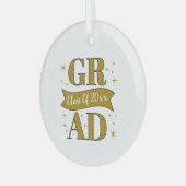 Goud & Witte Afstudeerfeest Glas Ornament (Voorkant links)