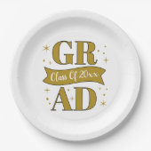 Goud & Witte Afstudeerfeest Papieren Bordje (Voorkant)