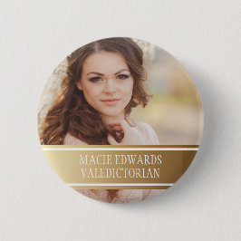 Goud Witte Afstudeerfoto Valedictorian Ronde Button 5,7 Cm