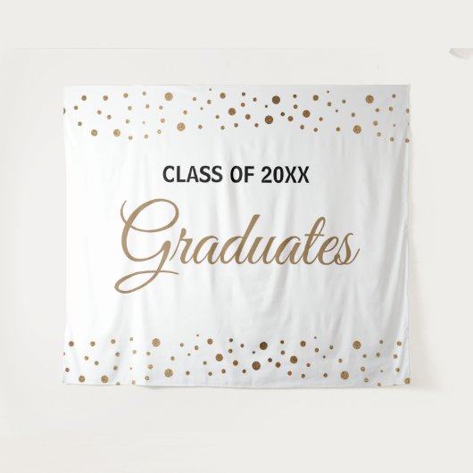 Goud Witte Afstudeerklas achtergrond Wandkleed (Voorkant (horizontaal))