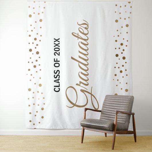 Goud Witte Afstudeerklas achtergrond Wandkleed (In situ)