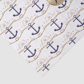 Goud Witte Ankers Nautisch Monogram Modern Feest Tissuepapier (Detail)