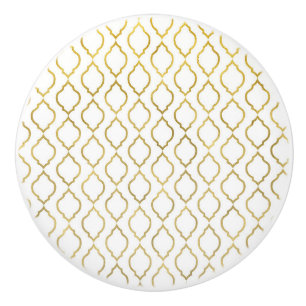 Goud & Witte Arabische Marokkaanse Glam Indiase Th Keramische Knop