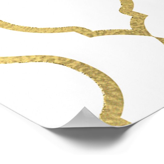 Goud & Witte Arabische Marokkaanse Thema Trouwfees Poster (Hoek)