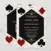 Goud Witte Art Deco Casino QR Code Gatsby Bruiloft Kaart (Voorkant / Achterkant)