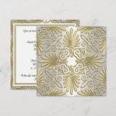 Goud Witte Art Deco Damast Baby Shower Kaart (Voorkant / Achterkant)