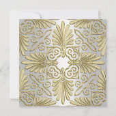 Goud Witte Art Deco Damast Baby Shower Kaart (Voorkant)
