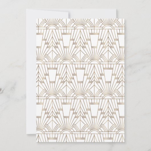 Goud Witte Art Deco Gatsby Jaren 20 Stijl Trouwen Kaart (Achterkant)