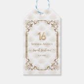 Goud Witte Art Deco Sweet Sixteen Verjaardag Cadeaulabel (Voorkant)