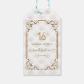 Goud Witte Art Deco Sweet Sixteen Verjaardag Cadeaulabel (Achterkant)