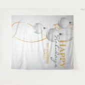 Goud witte ballen elegante lint Kerstgroet Wandkleed (Voorkant (horizontaal))