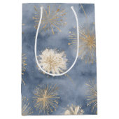 Goud Witte Blauwe Glitter Vuurwerk Medium Cadeauzakje (Voorkant)