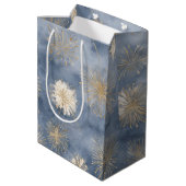 Goud Witte Blauwe Glitter Vuurwerk Medium Cadeauzakje (Achterkant Gekanteld)
