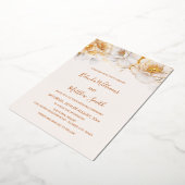 Goud Witte Bloemen Folie Uitnodiging (Gedraaid)