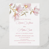 Goud Witte Bloemen Folie Uitnodiging (Voorkant)