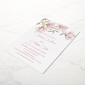 Goud Witte Bloemen Folie Uitnodiging (Gedraaid)