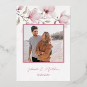 Goud Witte Bloemen Folie Uitnodiging (Achterkant)