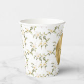 Goud Witte Bloemen Papieren Bekers (Rechts)