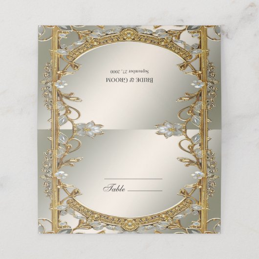 Goud  Witte Bloemen Place Card Plaatskaartje (Buitenkant ongevouwen)