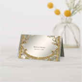 Goud Witte Bloemen Place Card Plaatskaartje (Achterkant)