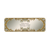 Goud  Witte Bloemen Retour Adres Label (Voorkant)