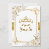 Goud & Witte Bloemen Sweet Sixteen Kroon Verjaarda Kaart (Achterkant)