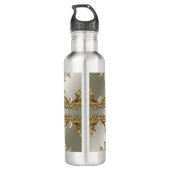 Goud  Witte Bloemen Waterfles Waterfles (Achterkant)