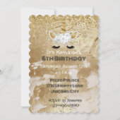 Goud Witte Bloemige Eenhoorn Glans Kaart (Voorkant)