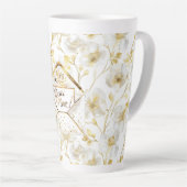 Goud Witte Bloemige Moeder Kerstmis Latte Mok (Rechterhoek)