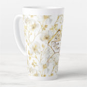 Goud Witte Bloemige Moeder Kerstmis Latte Mok (Linkerhoek)