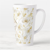Goud Witte Bloemige Moeder Kerstmis Latte Mok (Rechts)