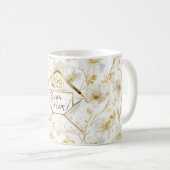 Goud Witte Bloemige Moeder Koffiemok (Voorkant rechts)