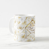 Goud Witte Bloemige Moeder Koffiemok (Voorkant links)