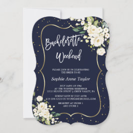 Goud Witte Bloemige Navy Bruidsmeisjes Weekend Kaart