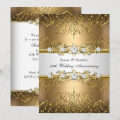 Goud Witte Bloemrijke Spiraal 50ste Huwelijksverja Kaart (Voorkant / Achterkant)