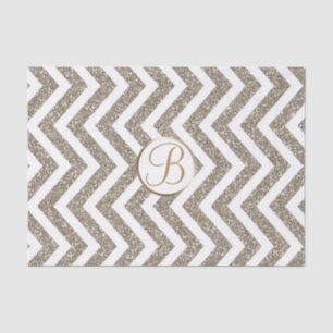 Goud Witte Chevron Print Monogram Letter Initiaal Tissuepapier