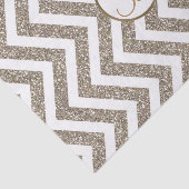 Goud Witte Chevron Print Monogram Letter Initiaal Tissuepapier (Detail)
