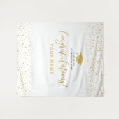 Goud & Witte Confetti | Afstudeer Felicitaties Wandkleed (Voorkant (horizontaal))